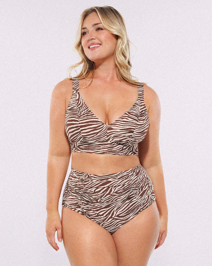 Smart Sculpt™ Ruched V-Neck Bikini Top & High-Waisted Bottom Set 1
