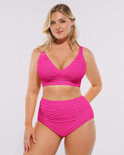 Smart Sculpt™ Ruched V-Neck Bikini Top & High-Waisted Bottom Set 10