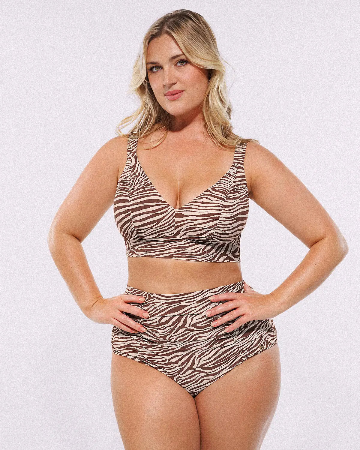 Smart Sculpt™ Ruched V-Neck Bikini Top & High-Waisted Bottom Set 5