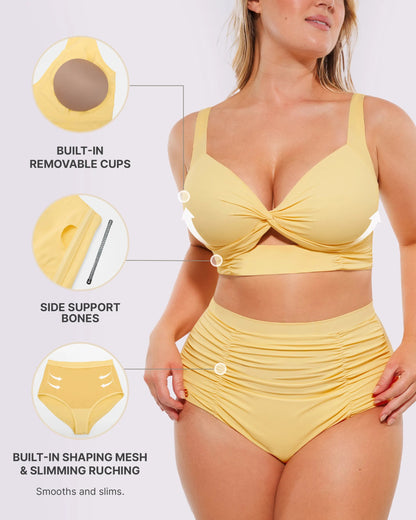 Smart Sculpt™ Twist-Front Bikini Top & High-Waisted Bottom Set 3