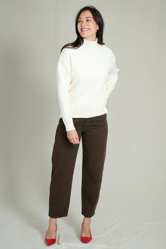 Soft and warm cream high-neck sweater 1