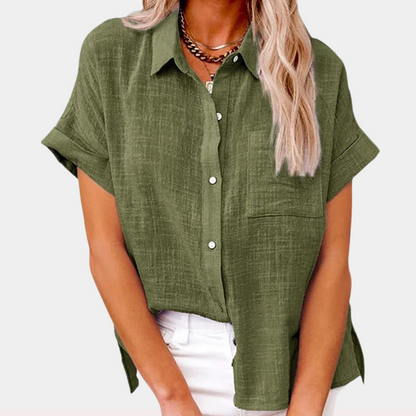 Sophia | Casual Relaxed Short Sleeve Button-Down Shirt 1