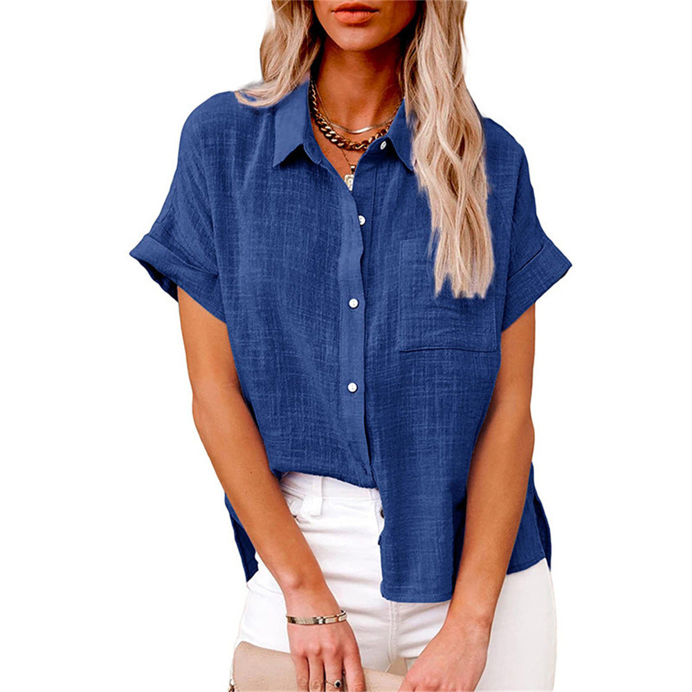Sophia | Casual Relaxed Short Sleeve Button-Down Shirt 2