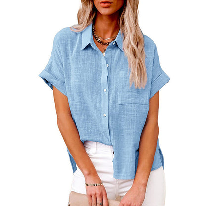 Sophia | Casual Relaxed Short Sleeve Button-Down Shirt 3