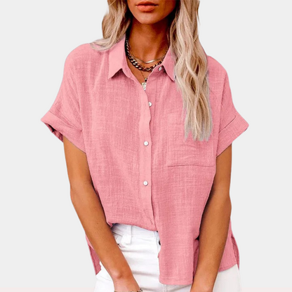 Sophia | Casual Relaxed Short Sleeve Button-Down Shirt 4