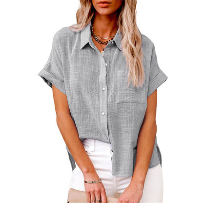 Sophia | Casual Relaxed Short Sleeve Button-Down Shirt 5