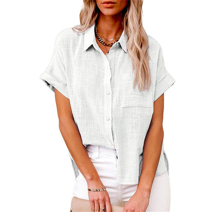 Sophia | Casual Relaxed Short Sleeve Button-Down Shirt 6