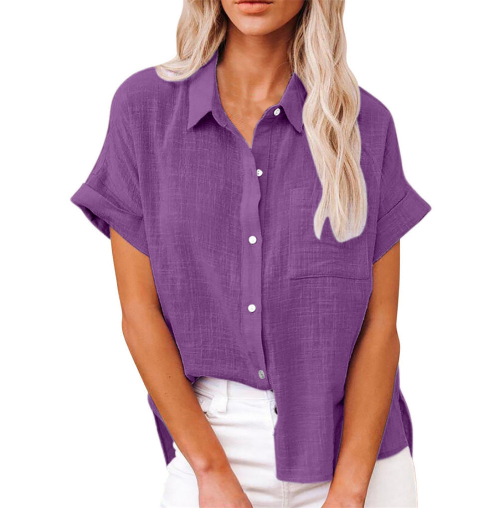 Sophia | Casual Relaxed Short Sleeve Button-Down Shirt 7