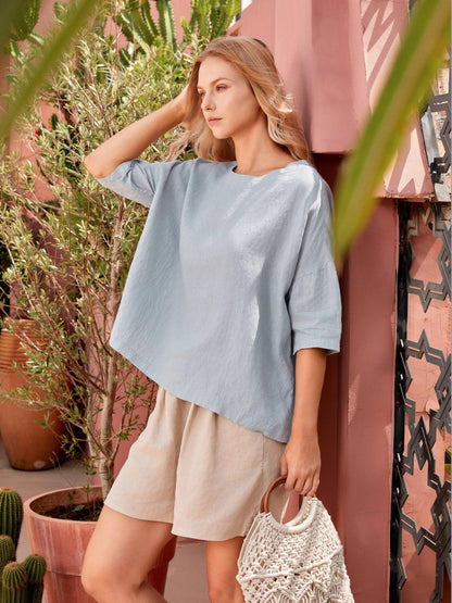 Sophia | Elegant Oversized Linen Blouse for Women 4