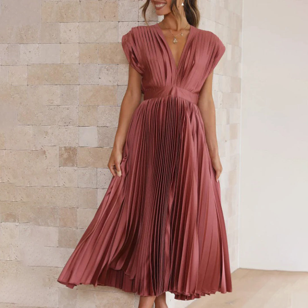 Sophia | Elegant Pleated Midi Women's Dress for Formal Occasions 2