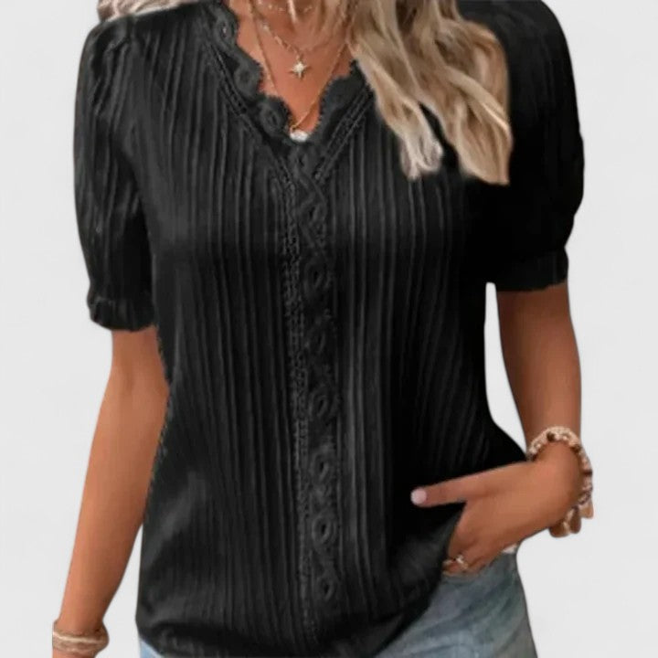 Sophia | Elegant V-Neck Short Sleeve Women's Blouse 1