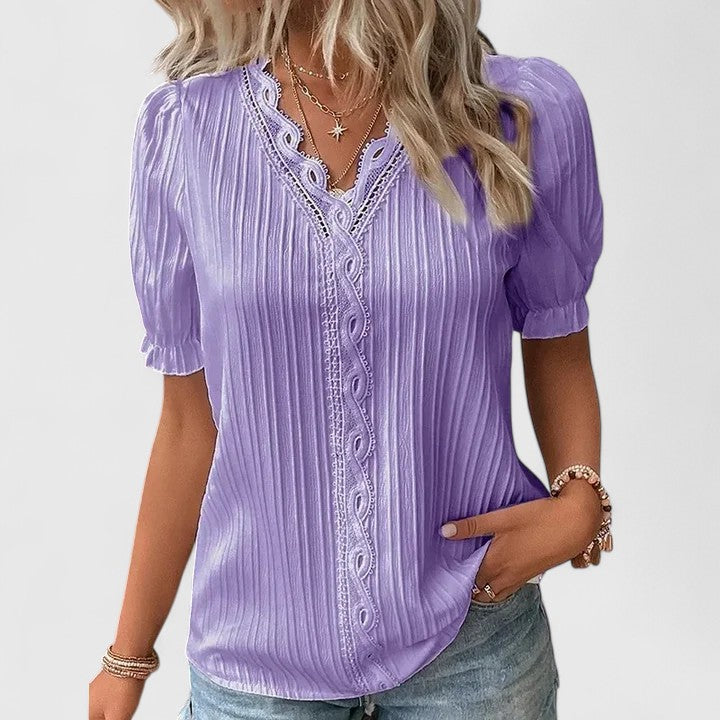 Sophia | Elegant V-Neck Short Sleeve Women's Blouse 3