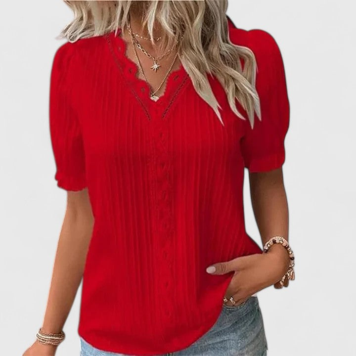 Sophia | Elegant V-Neck Short Sleeve Women's Blouse 4