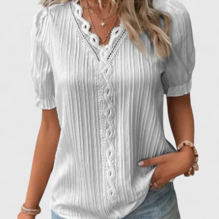 Sophia | Elegant V-Neck Short Sleeve Women's Blouse 5
