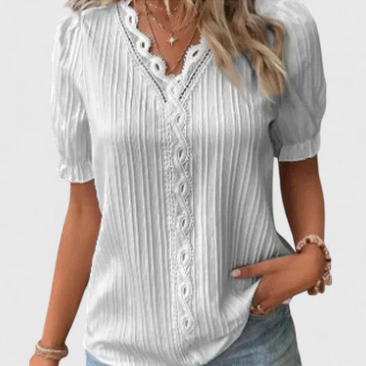 Sophia | Elegant V-Neck Short Sleeve Women's Blouse 5