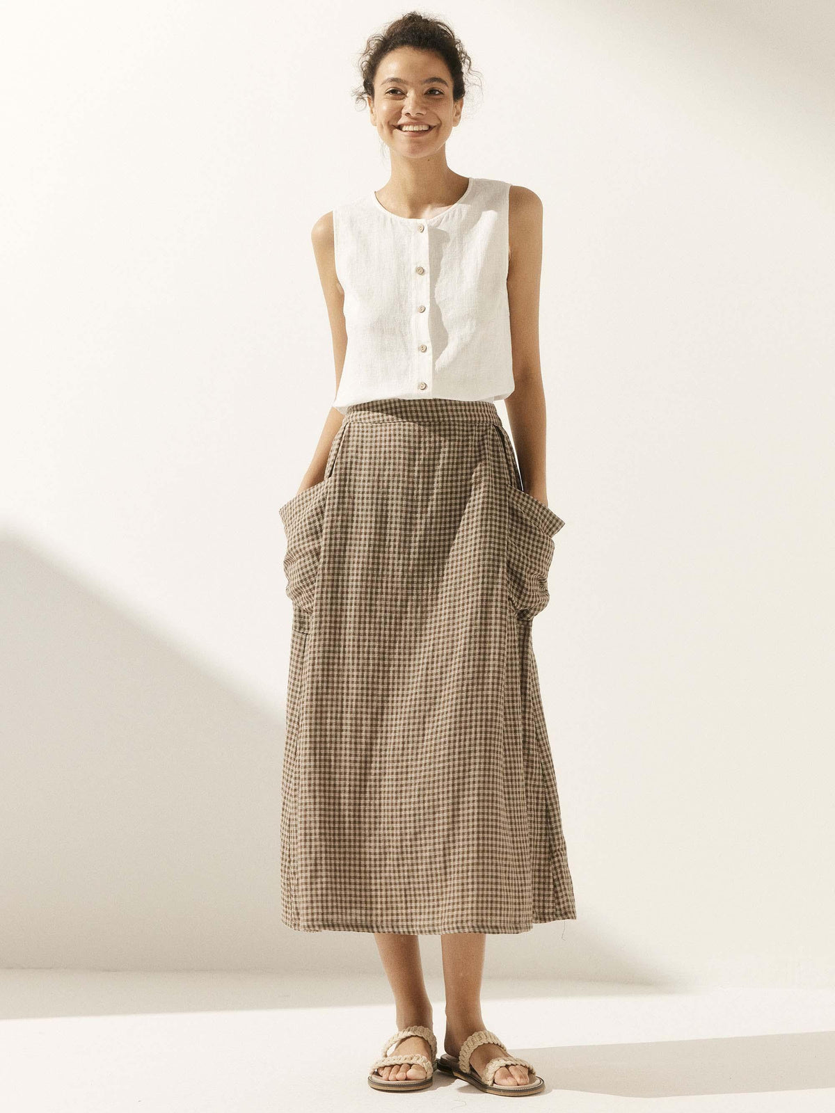 Sophie | Chic A-Line Midi Skirt with Pockets 5