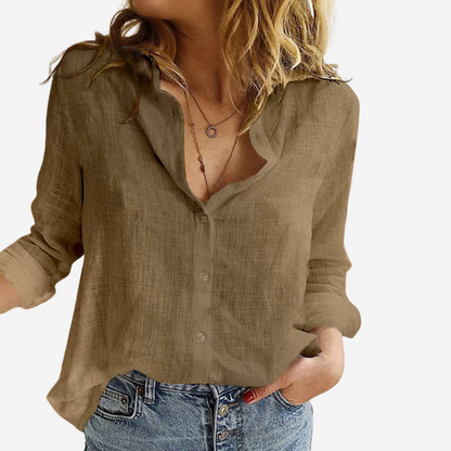 Sophie | Chic Linen-Blend Long Sleeve Blouse 2