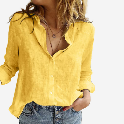 Sophie | Chic Linen-Blend Long Sleeve Blouse 4