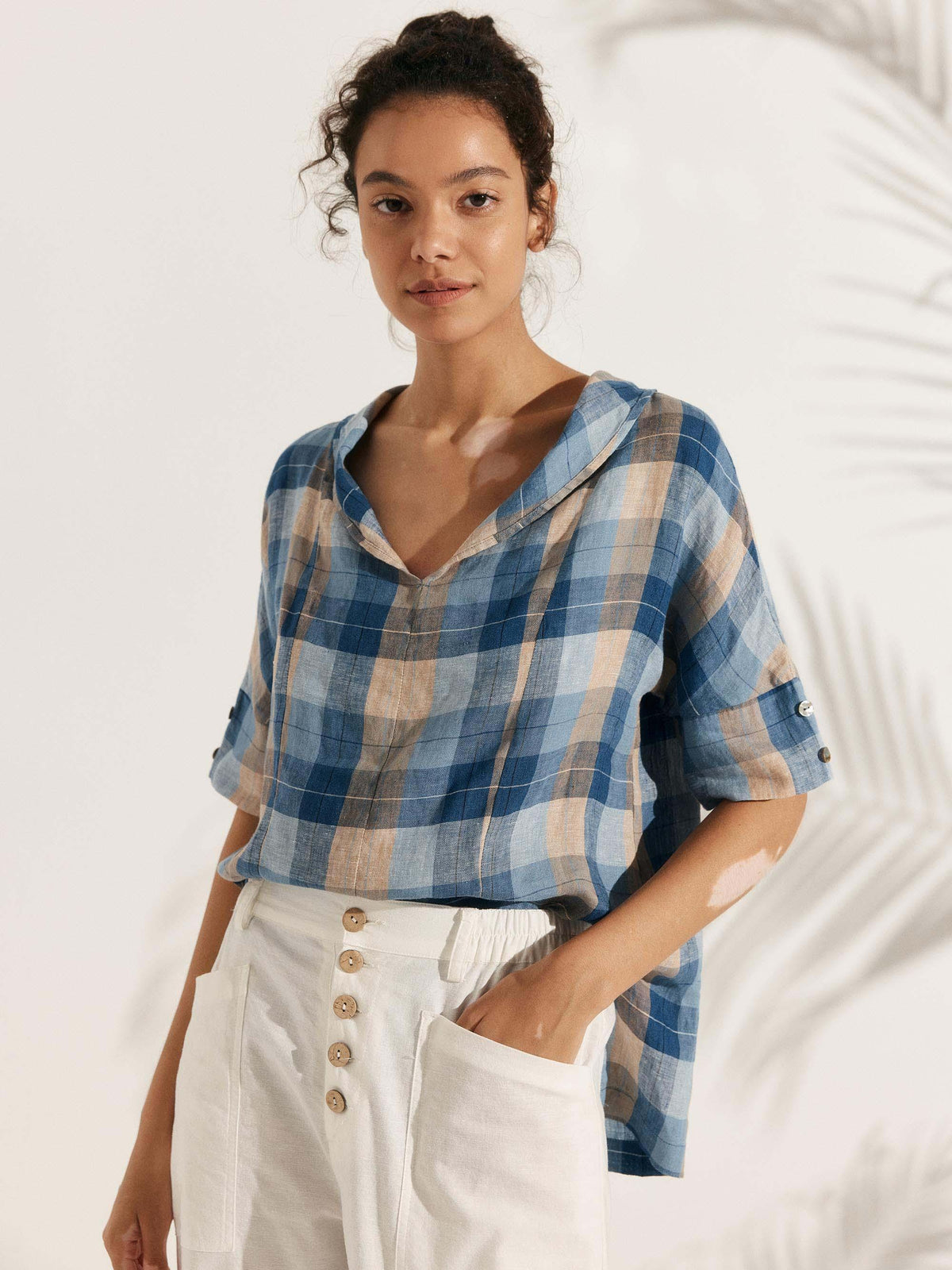 Sophie | Chic Relaxed Fit White Linen Shirt for Women 0