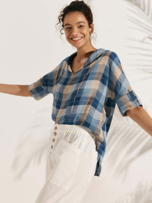 Sophie | Chic Relaxed Fit White Linen Shirt for Women 1