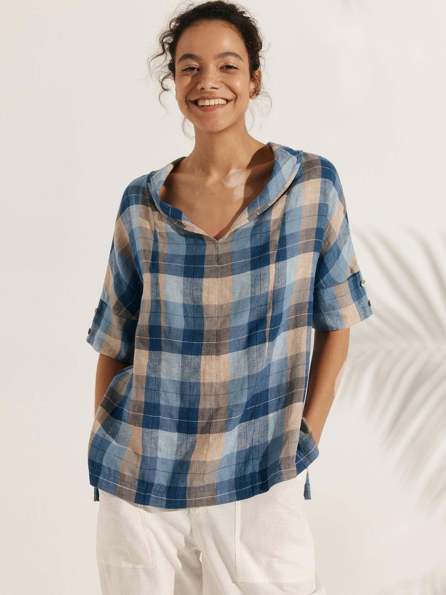 Sophie | Chic Relaxed Fit White Linen Shirt for Women 3