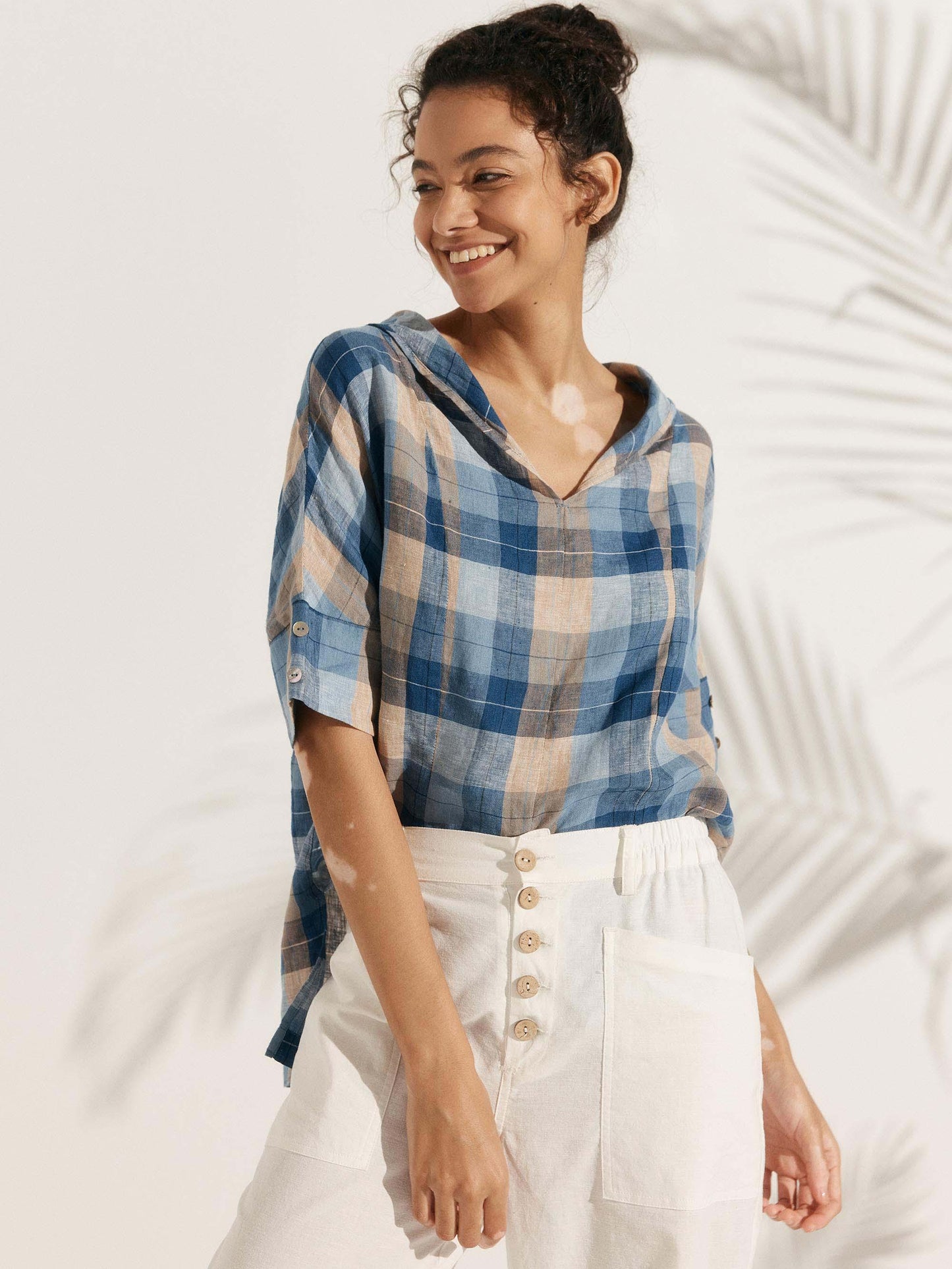 Sophie | Chic Relaxed Fit White Linen Shirt for Women 5