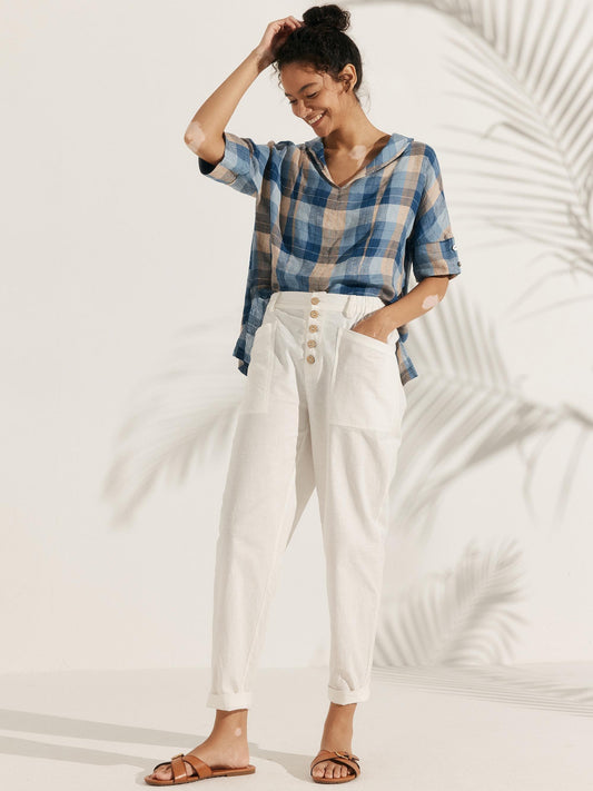 Sophie | Chic Relaxed Fit White Linen Shirt for Women 6