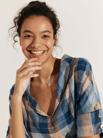 Sophie | Chic Relaxed Fit White Linen Shirt for Women 7