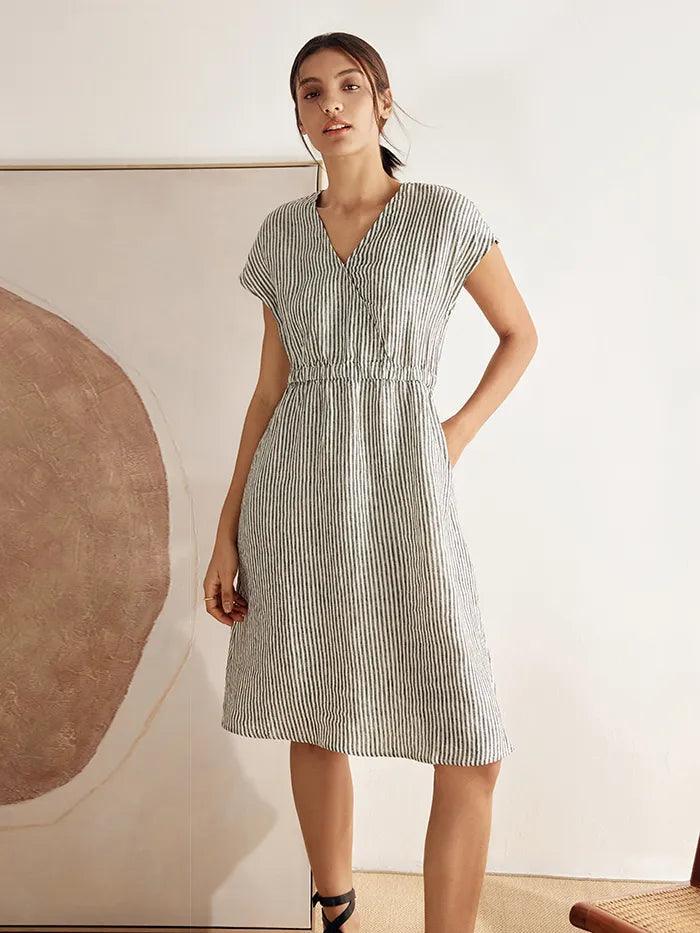 Sophie | Elegant A-Line Summer Dress in Striped Design 0