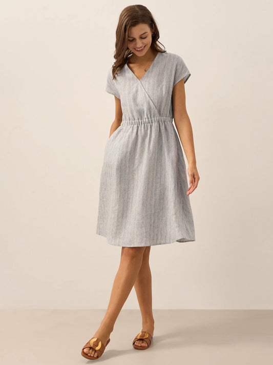 Sophie | Elegant A-Line Summer Dress in Striped Design 10