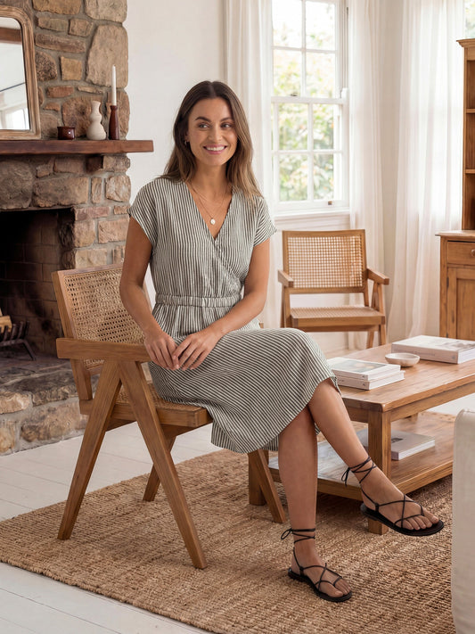 Sophie | Elegant A-Line Summer Dress in Striped Design 2