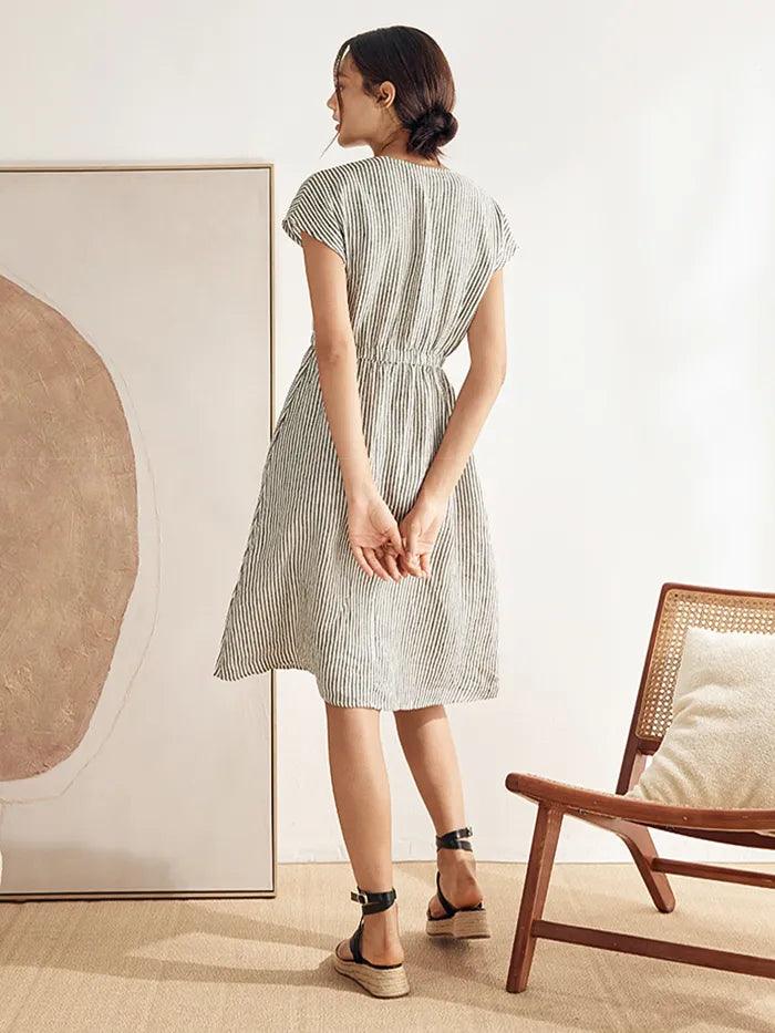 Sophie | Elegant A-Line Summer Dress in Striped Design 3