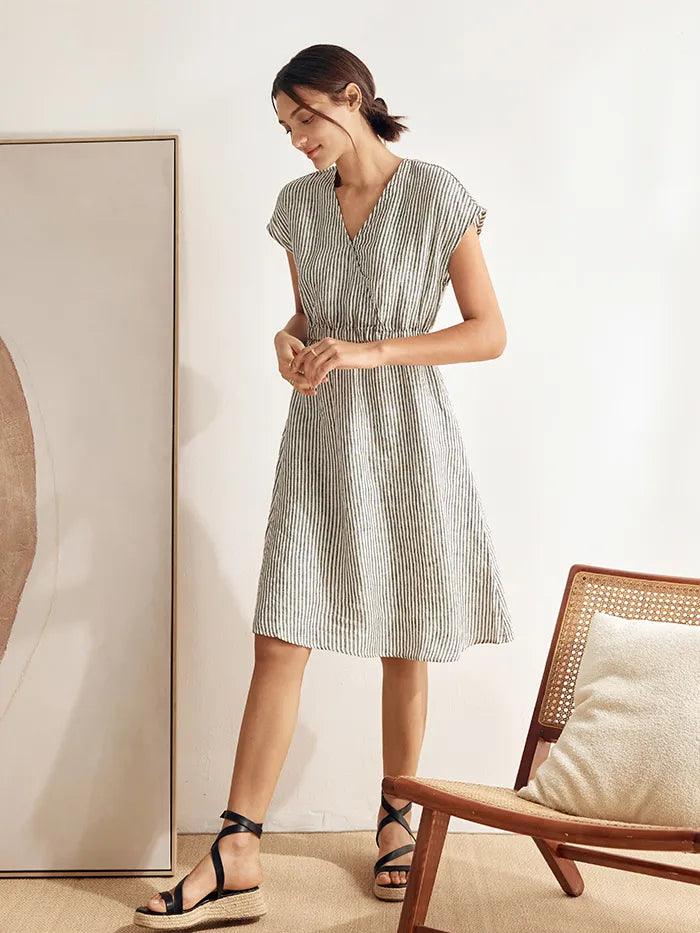Sophie | Elegant A-Line Summer Dress in Striped Design 6