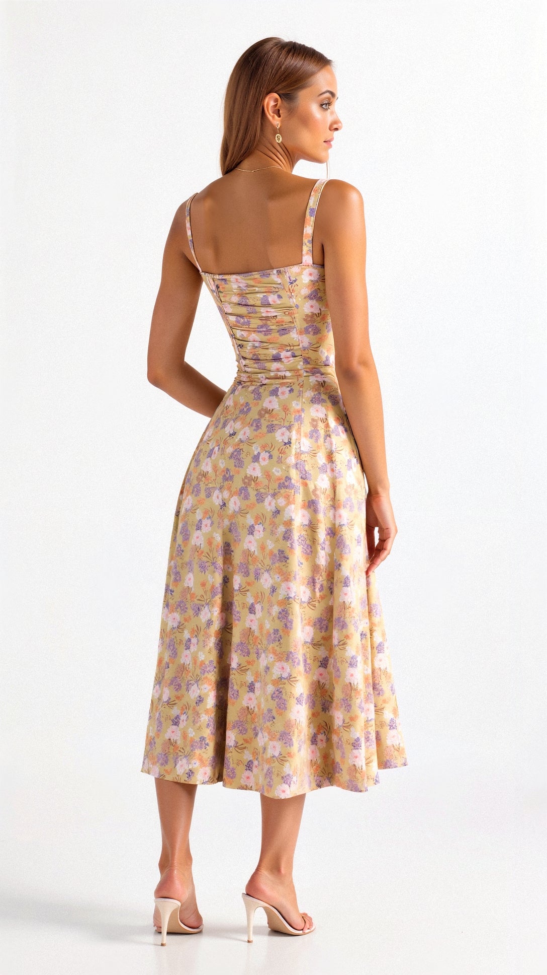 Sophie | Elegant Floral Midi Dress with Sweetheart Neckline 1
