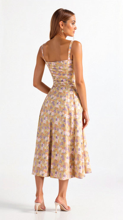 Sophie | Elegant Floral Midi Dress with Sweetheart Neckline 1