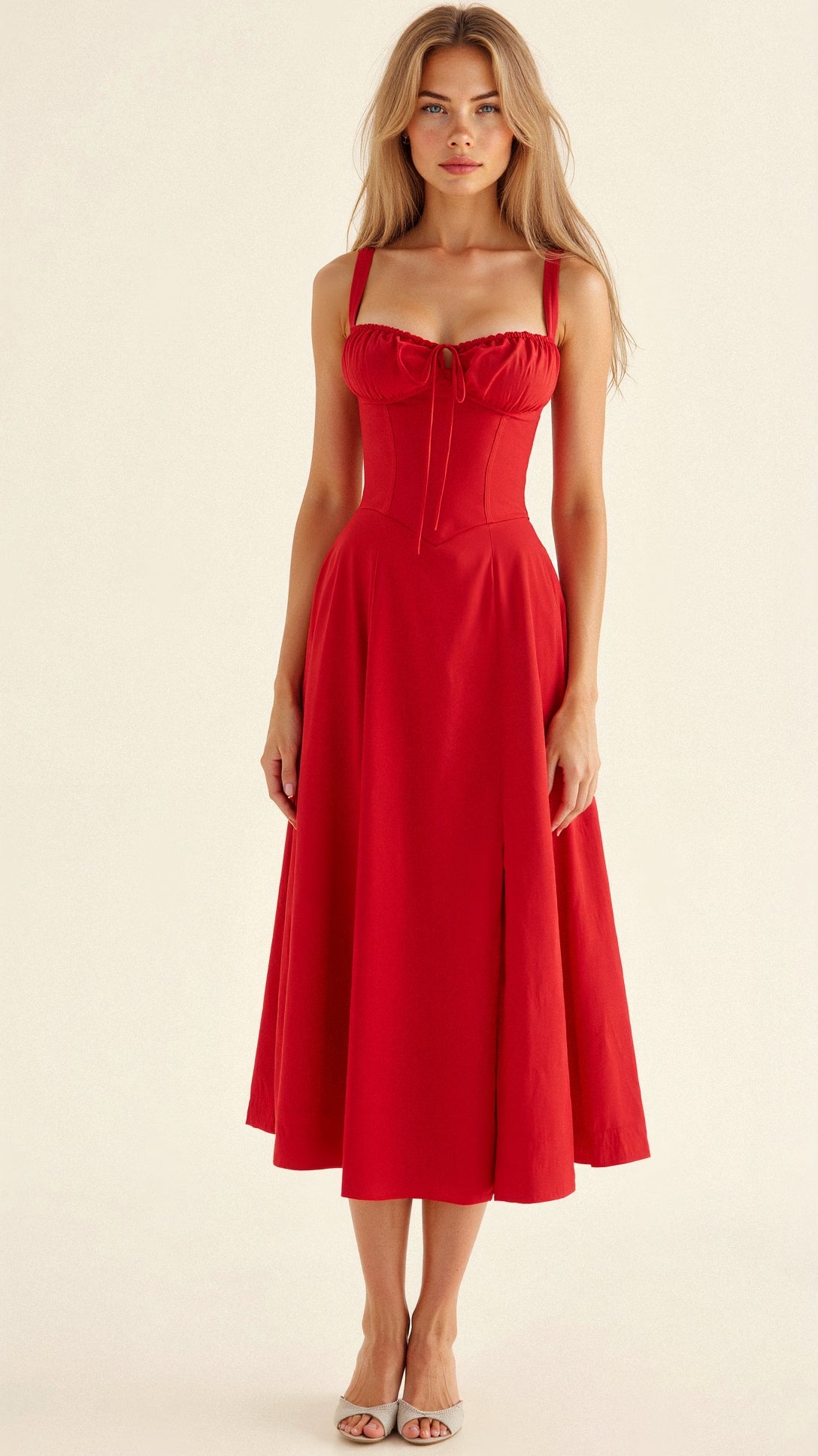 Sophie | Elegant Floral Midi Dress with Sweetheart Neckline 10