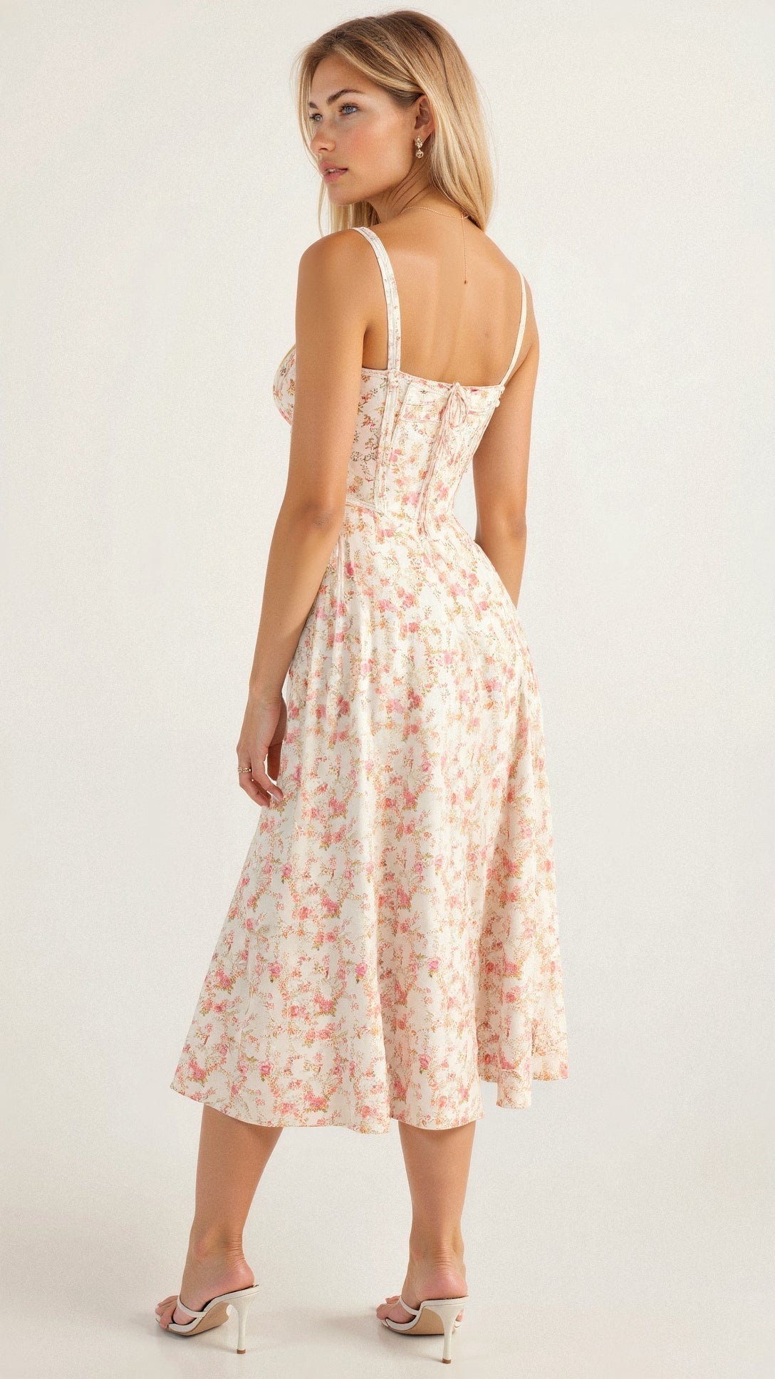 Sophie | Elegant Floral Midi Dress with Sweetheart Neckline 5