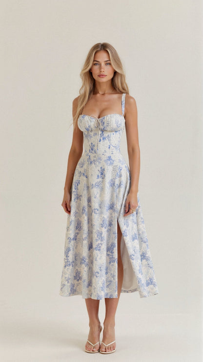 Sophie | Elegant Floral Midi Dress with Sweetheart Neckline 6