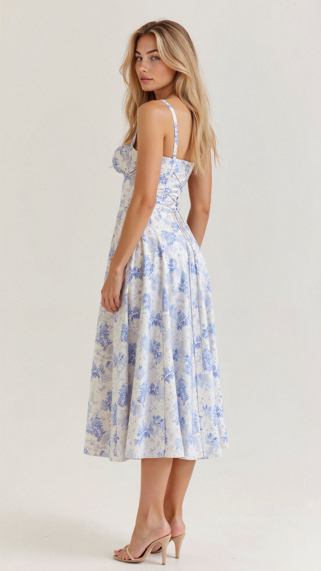 Sophie | Elegant Floral Midi Dress with Sweetheart Neckline 7