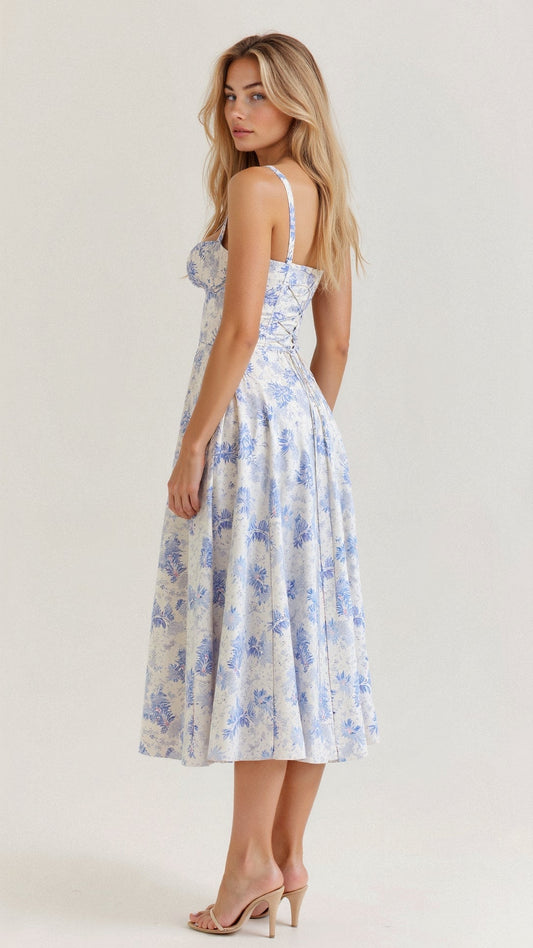 Sophie | Elegant Floral Midi Dress with Sweetheart Neckline 7