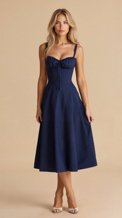 Sophie | Elegant Floral Midi Dress with Sweetheart Neckline 9