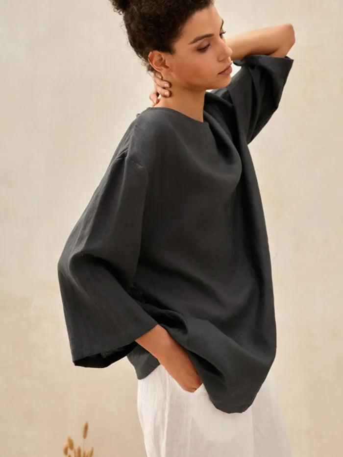 Sophie | Elegant Lightweight Linen Women's Shirt with Bell Sleeves 2