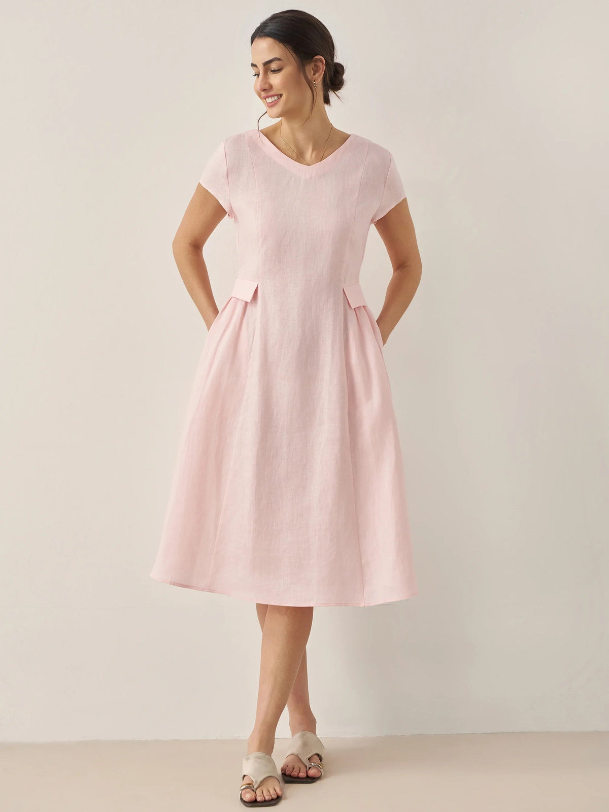 Sophie | Flattering Elegant Linen Womens Dress for Summer 0