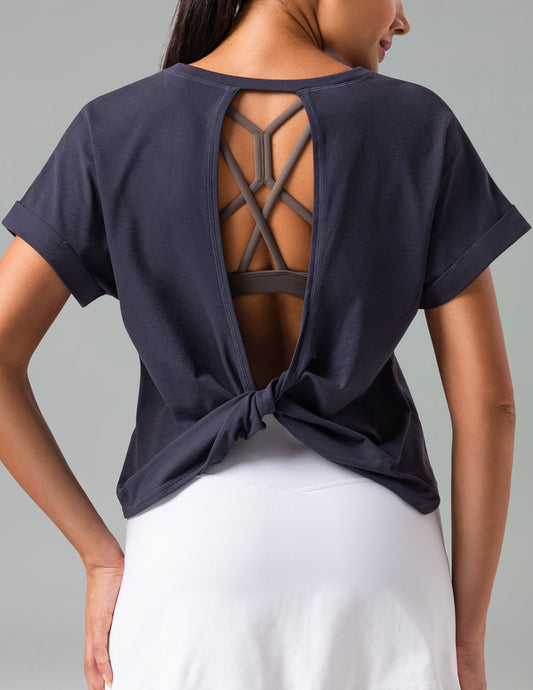 Sorona Batwing Sleeve Twist-Back Relaxed Fit Top 0