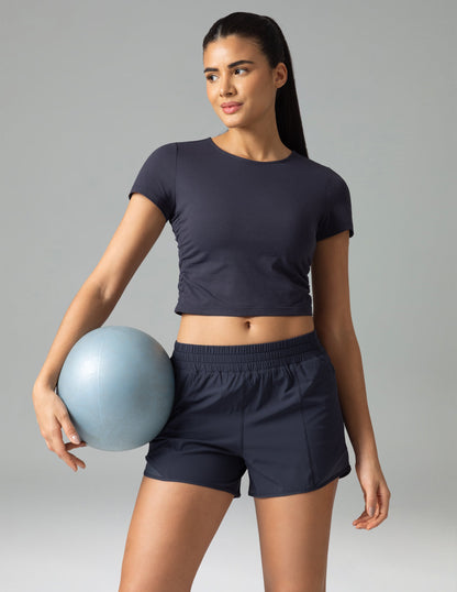 Sorona Ruched Crew Neck Cropped T-Shirt – Slim Fit 1