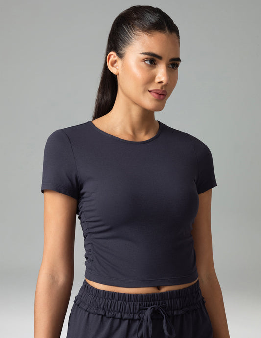 Sorona Ruched Crew Neck Cropped T-Shirt – Slim Fit 3