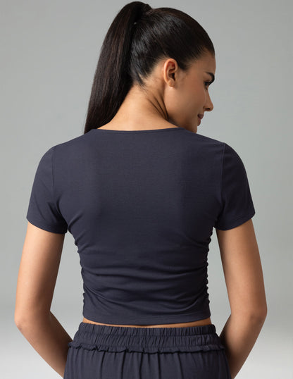 Sorona Ruched Crew Neck Cropped T-Shirt – Slim Fit 4