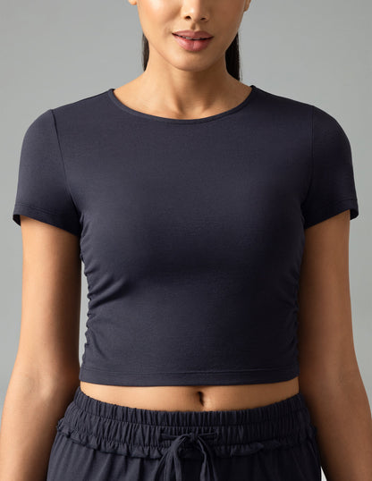 Sorona Ruched Crew Neck Cropped T-Shirt – Slim Fit 5