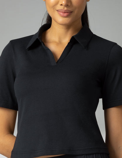 Sorona V-Neck Cropped Polo Shirt – Relaxed Fit 10