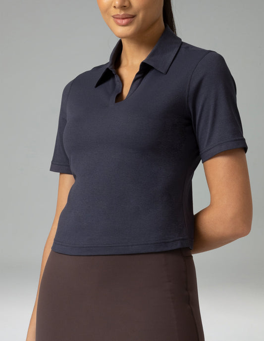 Sorona V-Neck Cropped Polo Shirt – Relaxed Fit 2
